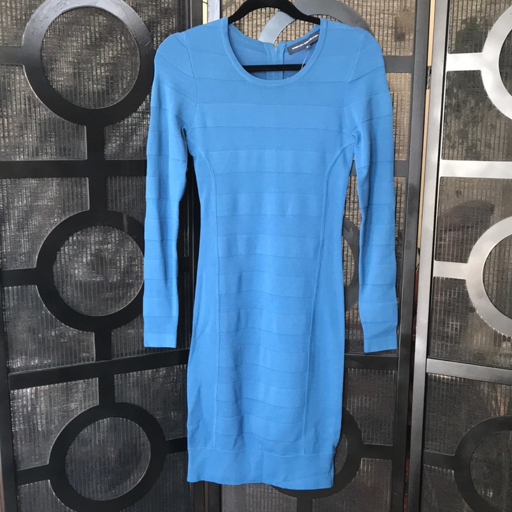 French Connection Women's Dress Teal Blue Bodycon   Bandage Style UK12